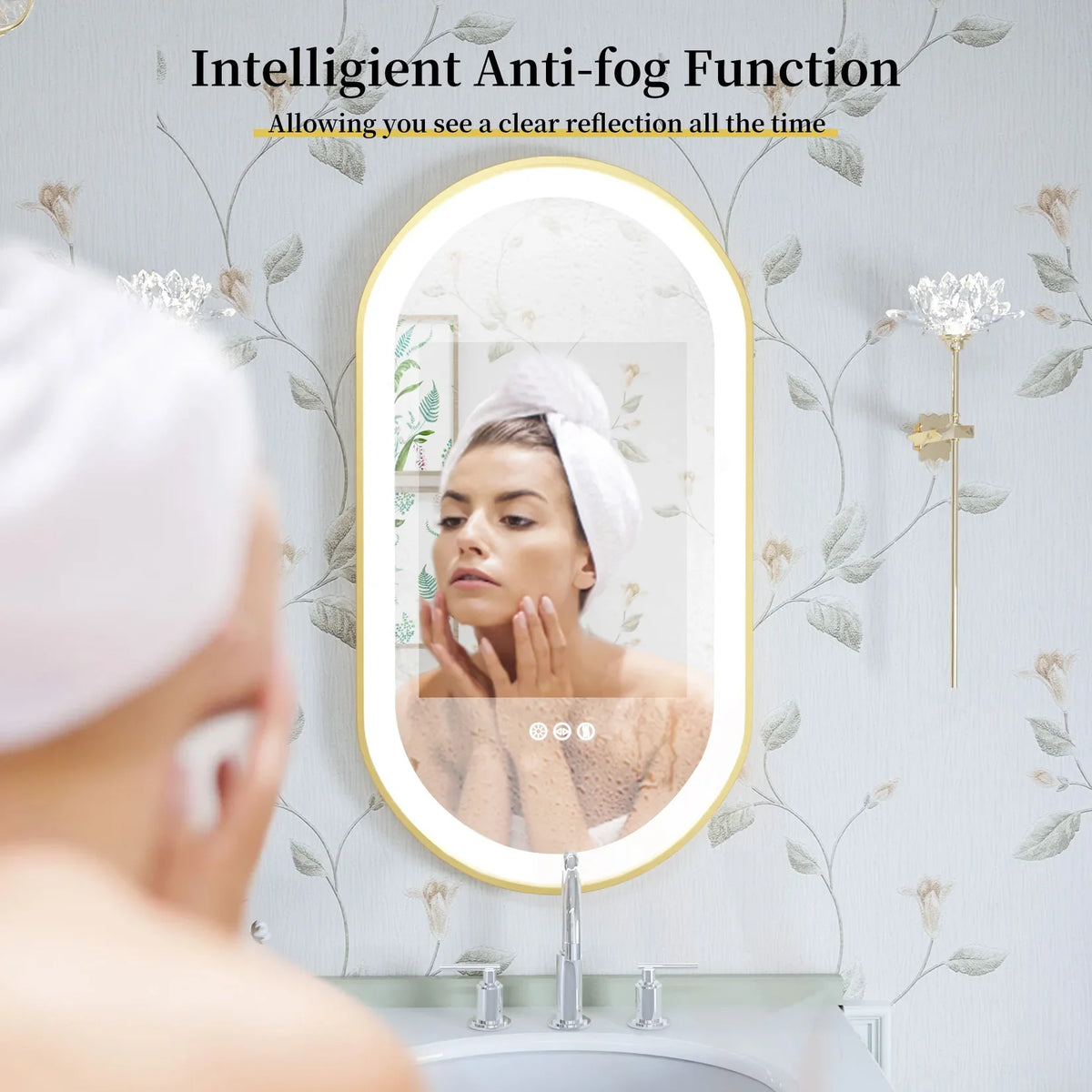 LED oval mirror with adjustable and anti-fog lighting - view 5