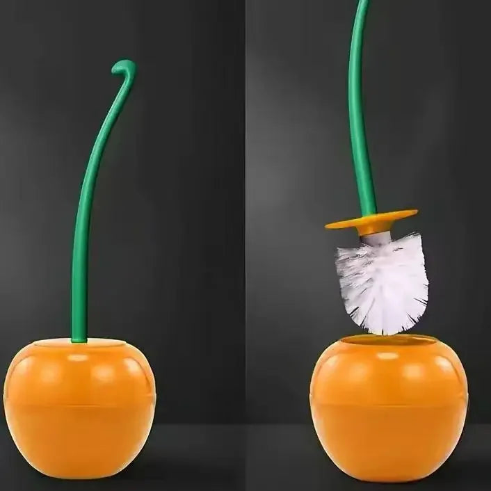 Cherry toilet brush with long handle and creative support - Orange