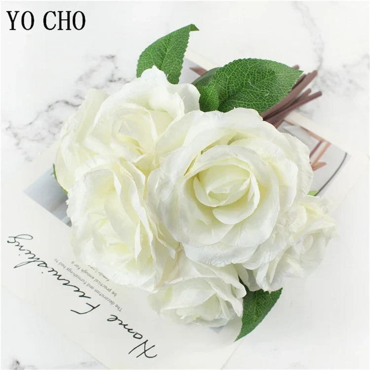 5 artificial peonies for wedding and interior decoration - 7 Heads Beige