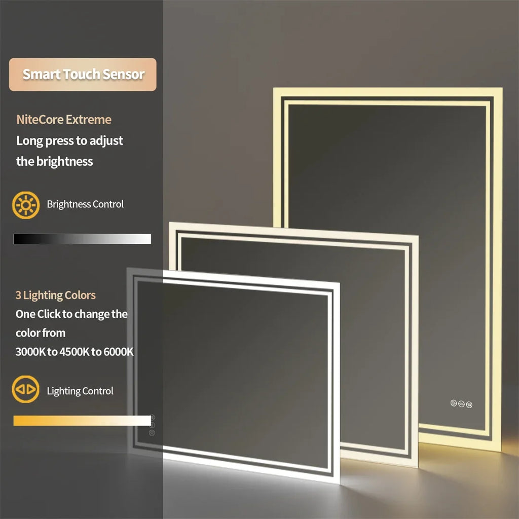 Variable intensity anti-fog backlight mirror for wall mounting - view 6