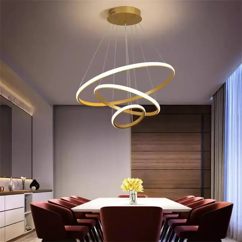 Modern three circle round chandelier elegant design - view 2