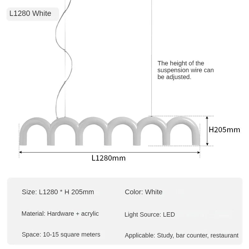 Minimalist chandelier in industrial style for interior decoration - White-L 128cm / Warm White