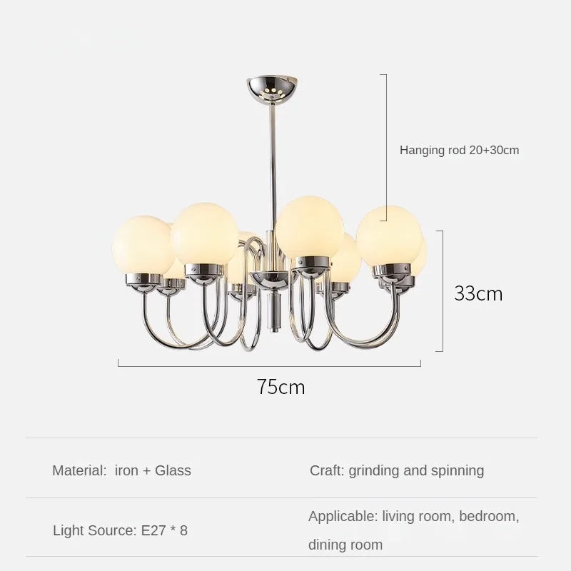 Minimalist pendant light in glass and iron for modern spaces - D 75cm / 3 modifiables