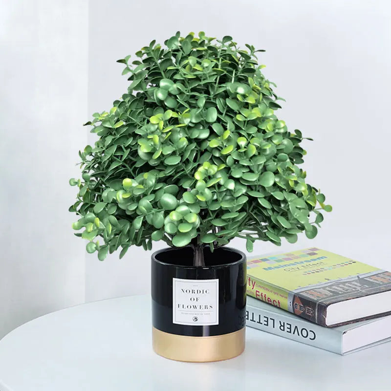 Small artificial eucalyptus tree for interior and exterior decoration
