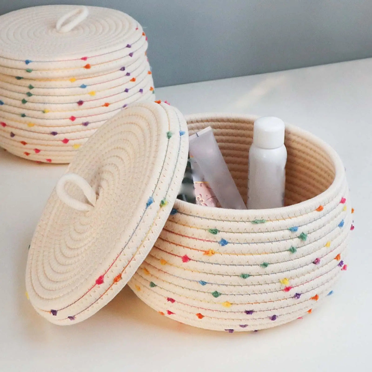 Hand Woven Cotton Basket for Decorative Storage - view 2