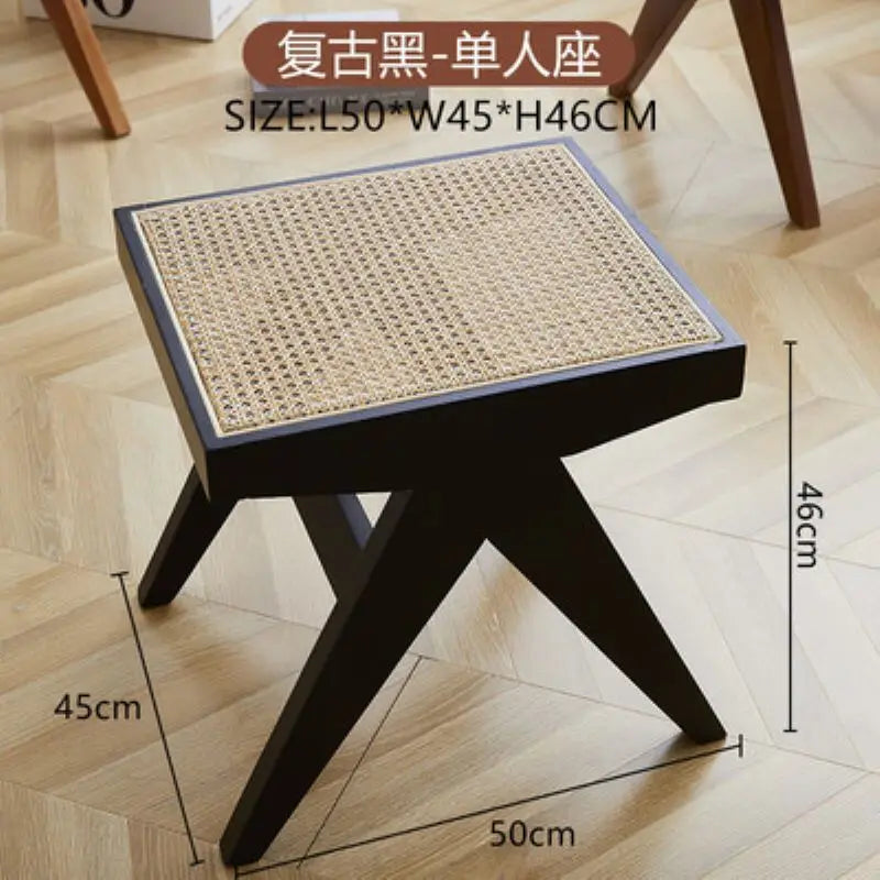 True Nordic style rattan stool for changing shoes - One
