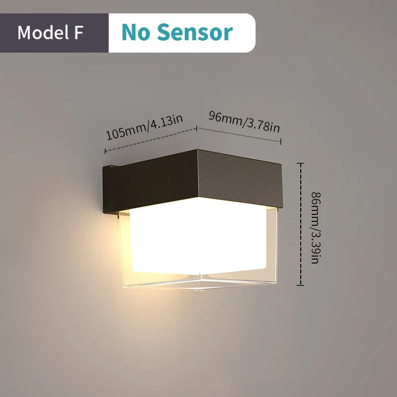 Outdoor led wall sconce with automatic motion sensor - ModelF NO Sensor / Cold white / AC85-265V