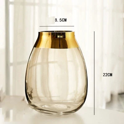 Light luxury handicraft ornaments, ice flower colored glass vase, large transparent glaze ware - as picture4