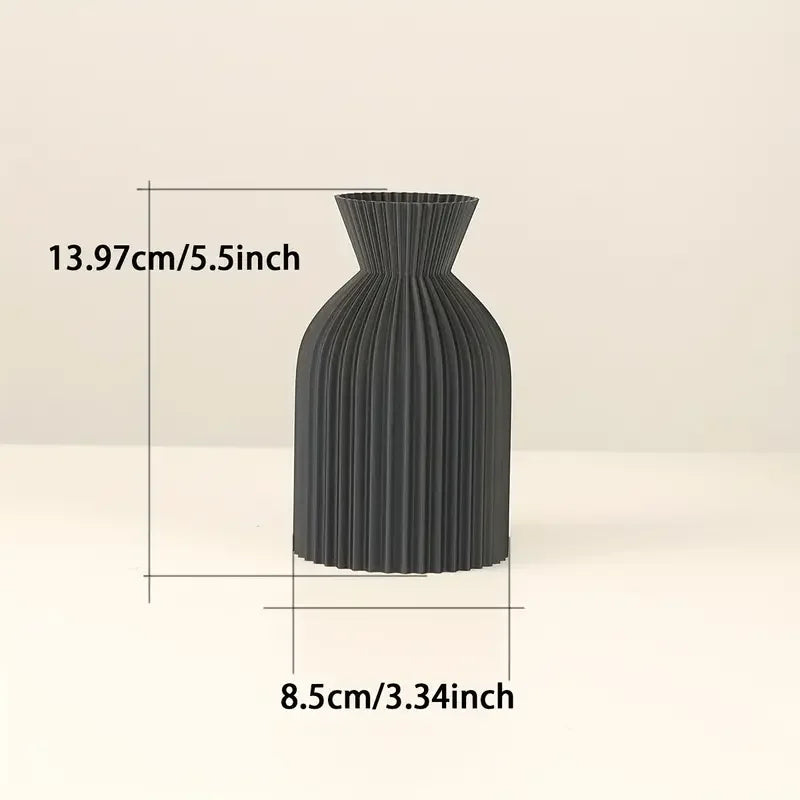 Elegant Black Plastic Vase, Boho Chic Centerpiece - Black-S