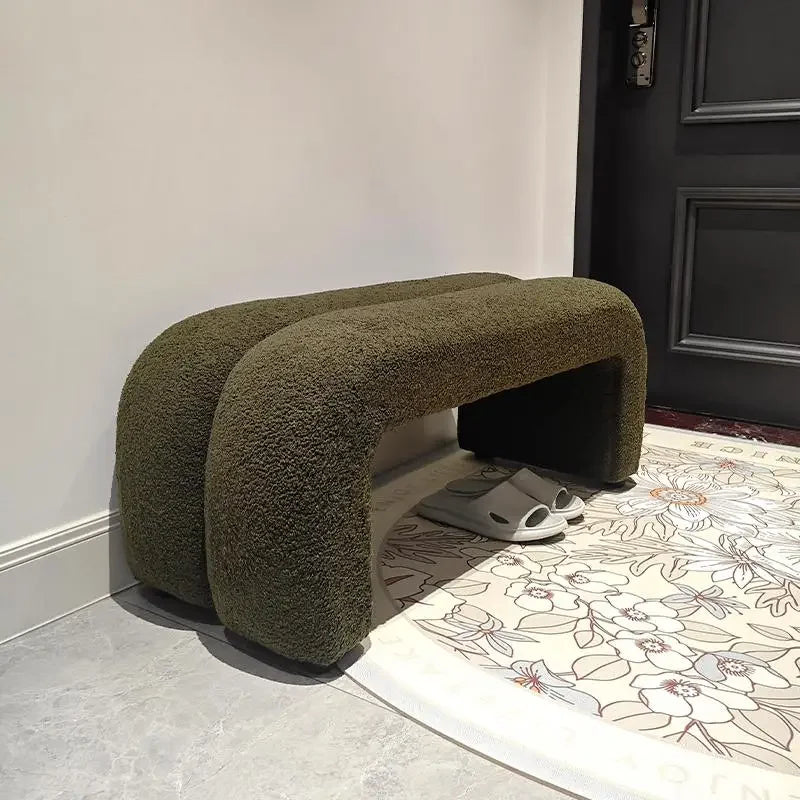Lamb wool bench for indoor and outdoor use