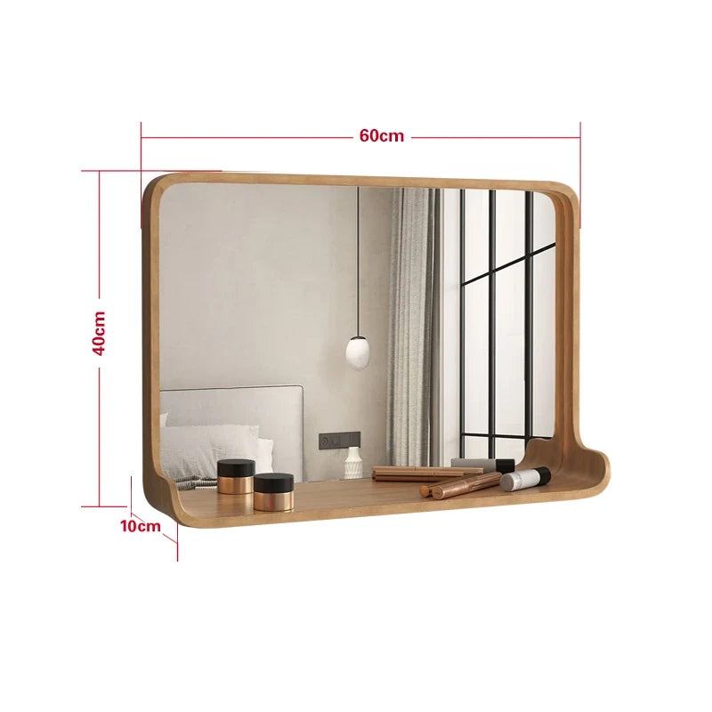 Solid wood mirror with led lighting and wall mounting - 60 40CM 5