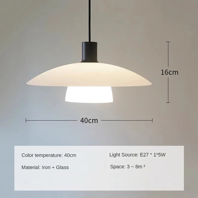 Japanese minimalist glass chandelier for interior decoration - 1 Head-40cm / Warm White