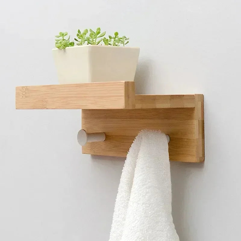 Wooden wall coat holder for creative and practical storage - 2 crochets