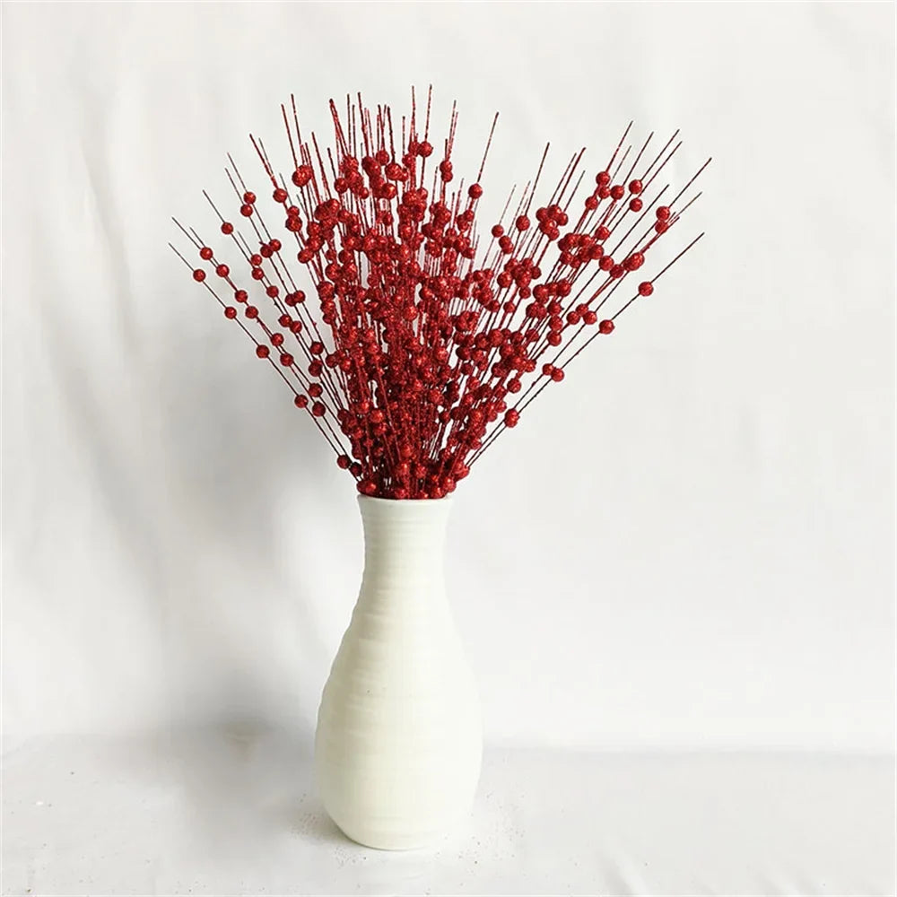 Festive decoration of the new year 2024 with sparkling berries and flowers - view 3