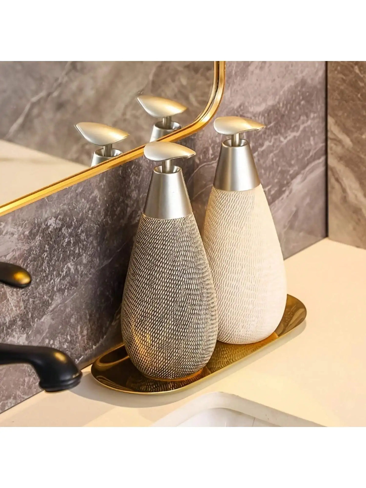 Retro Ceramic Pump Soap Dispenser, Short or Tall, Design 1