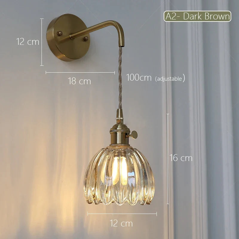 Wall sconce in retro Japanese style floral glass - A2