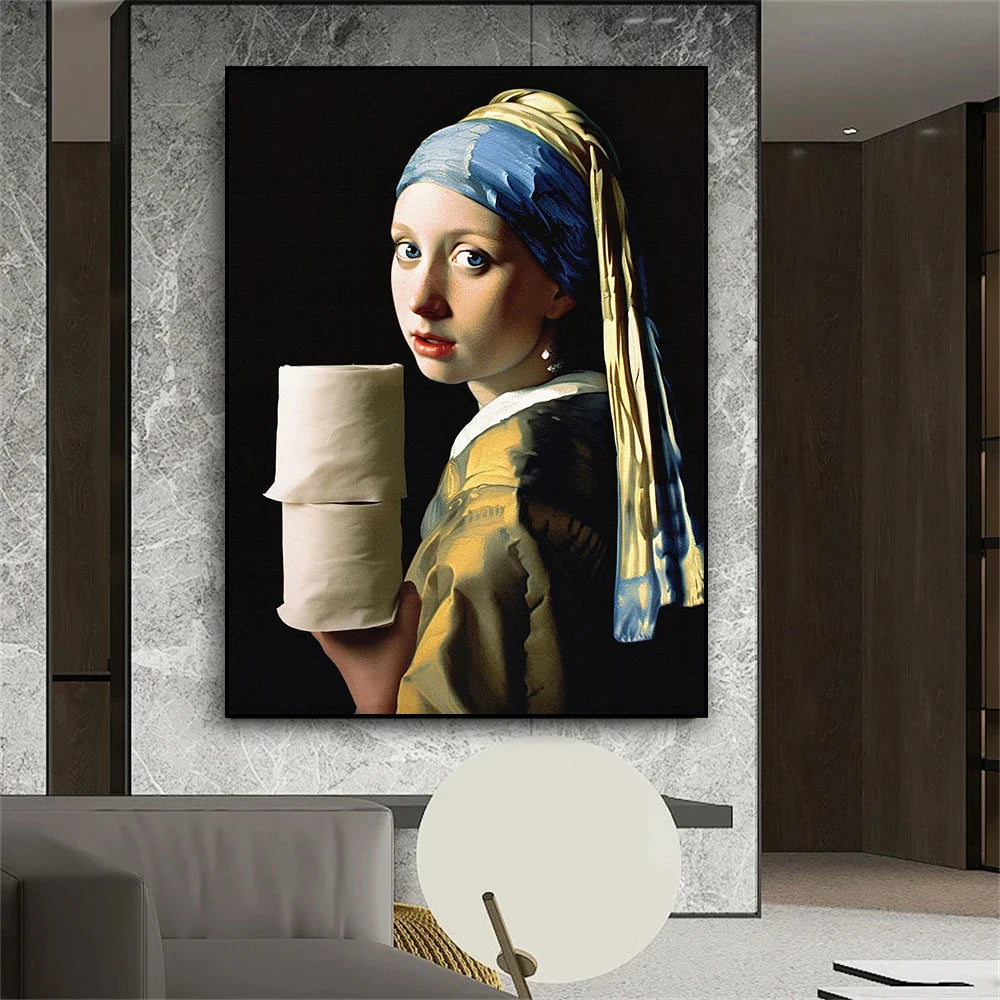 Vintage toilet panel portrait of the mona lisa amusing decor - view 3