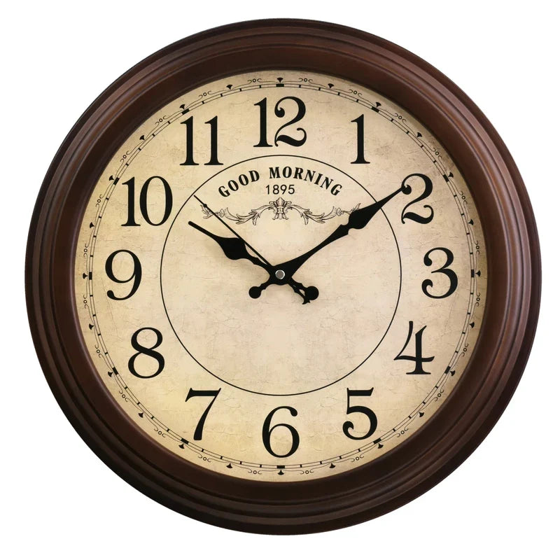 Silent wall clock customizable in retro modern wood - --Light Walnut Wood 1