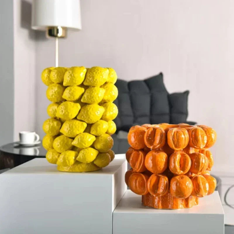 Ceramic Vase,Lemon Tomato Modern Simple Style Indoor Wedding Table Decoration,Creative Home Decorative Flower Arrangement - view 4
