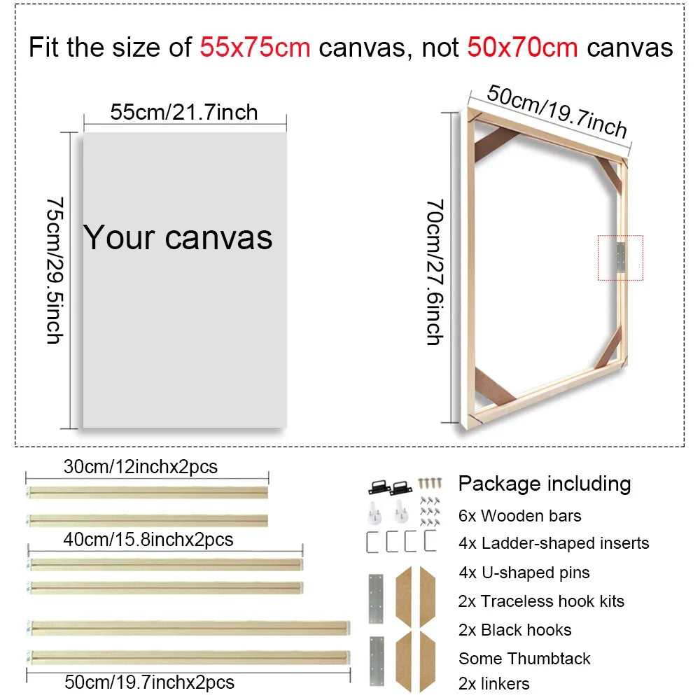 Wooden wall frame for decorative canvases and paints - 50x70cm