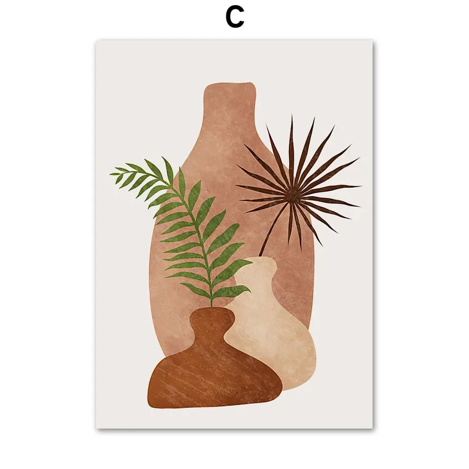 Tableware vase monstera terracotta abstract wall decoration Nordic - 3 / 20X30cm no frame