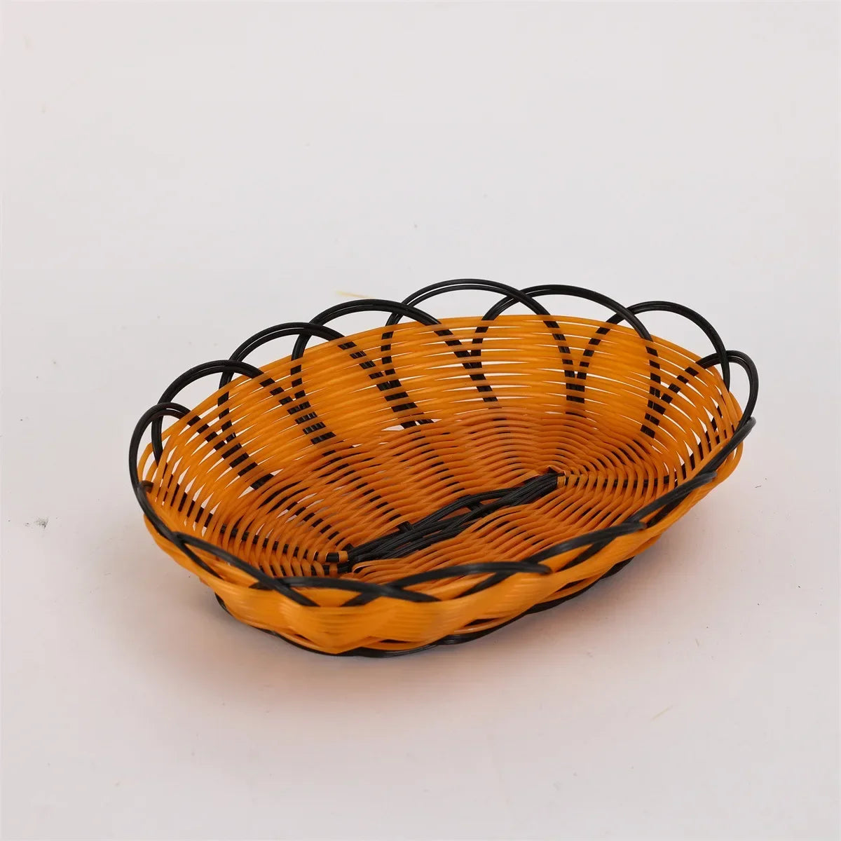 Woven rattan basket for fruit and food at home - Oval coffee / 24 6 cm