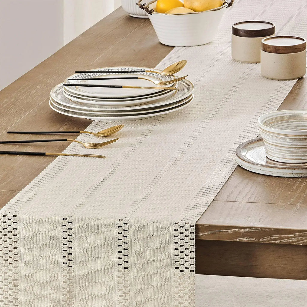 Ivory Macrame Boho Table Runner, Country Style, Design 1 - view 7