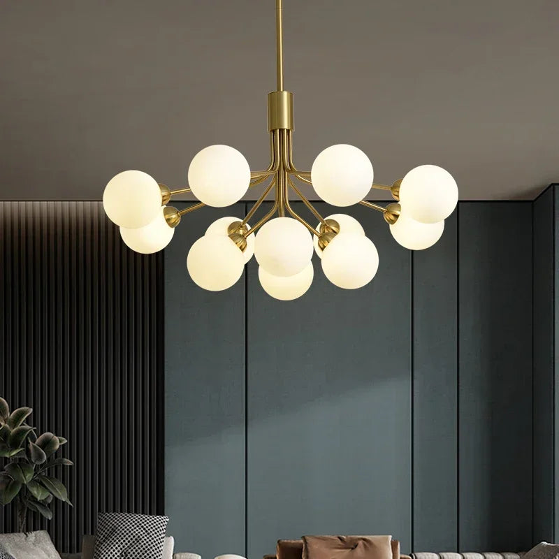 Modern chandelier in bubble glass and decorative flowers - view 5