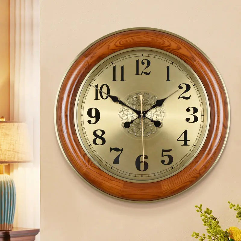 Vintage wooden wall clock elegant design silent luxury decor - view 2