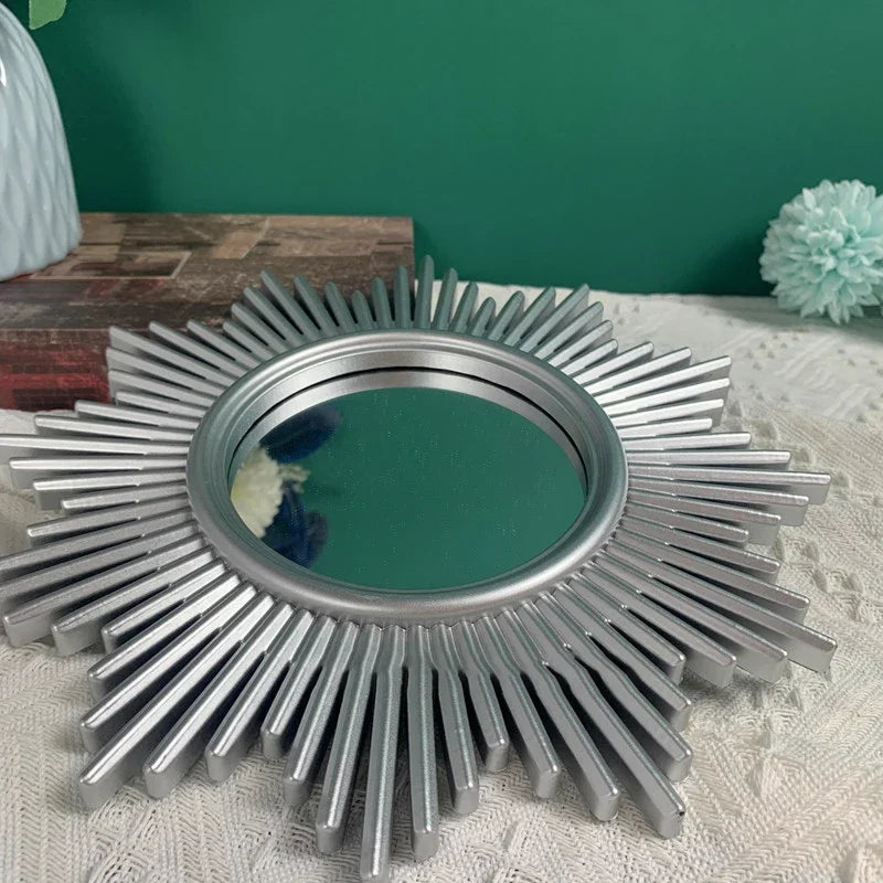 Decorative mirror round hanging bohemian style vintage Nordic - view 3