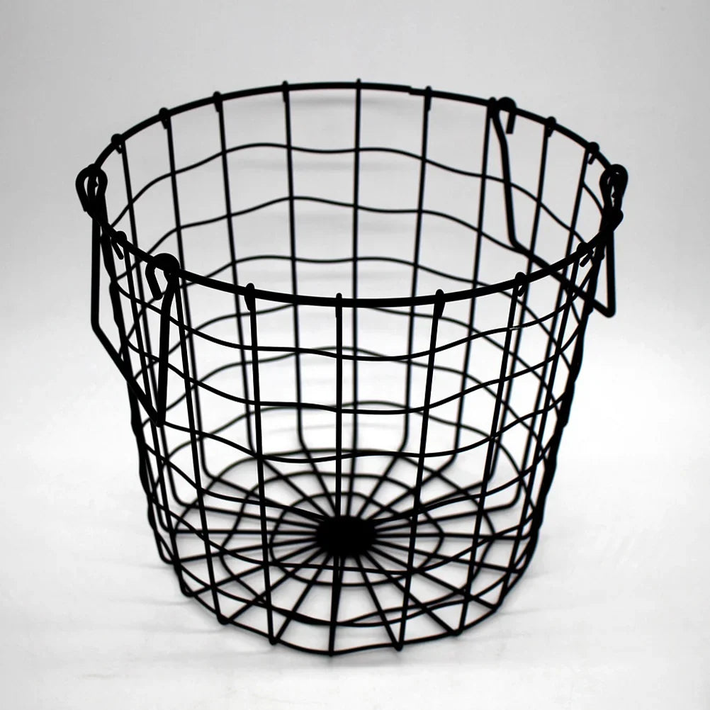 Woven iron mesh basket for modern storage - Black / 25.00X25.00X22.00CM
