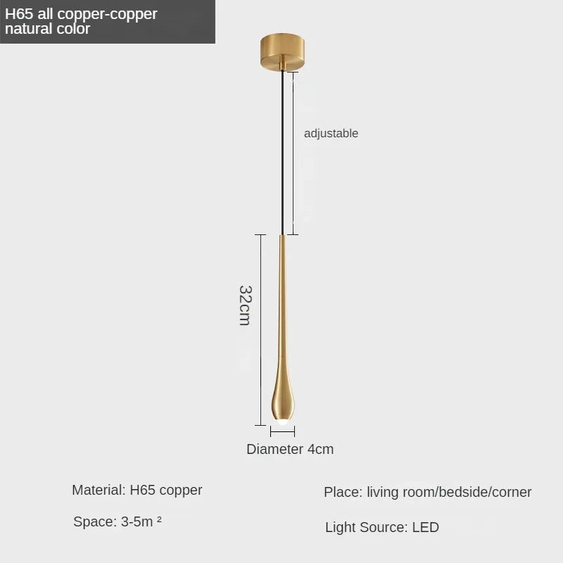 Modern hanging in the form of decorative copper water drop - Gold-A1 / 3 modifiables