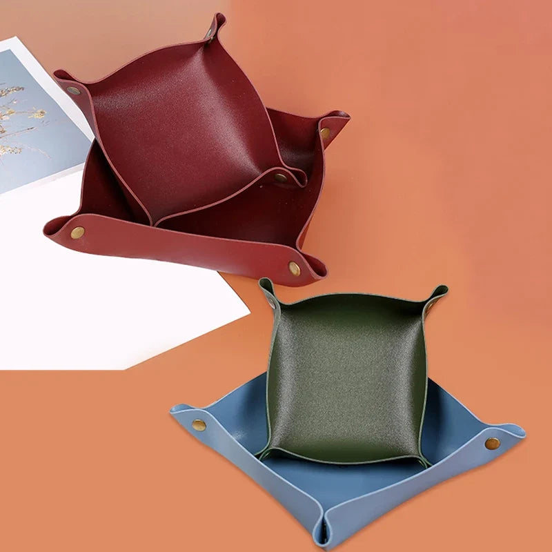Nordic leather storage tray versatile office organizer - view 6