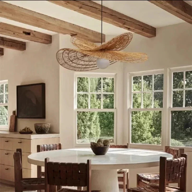 Wabi sabi style during light, rattan even light, dining room home decoration, bedroom living room during light - view 3