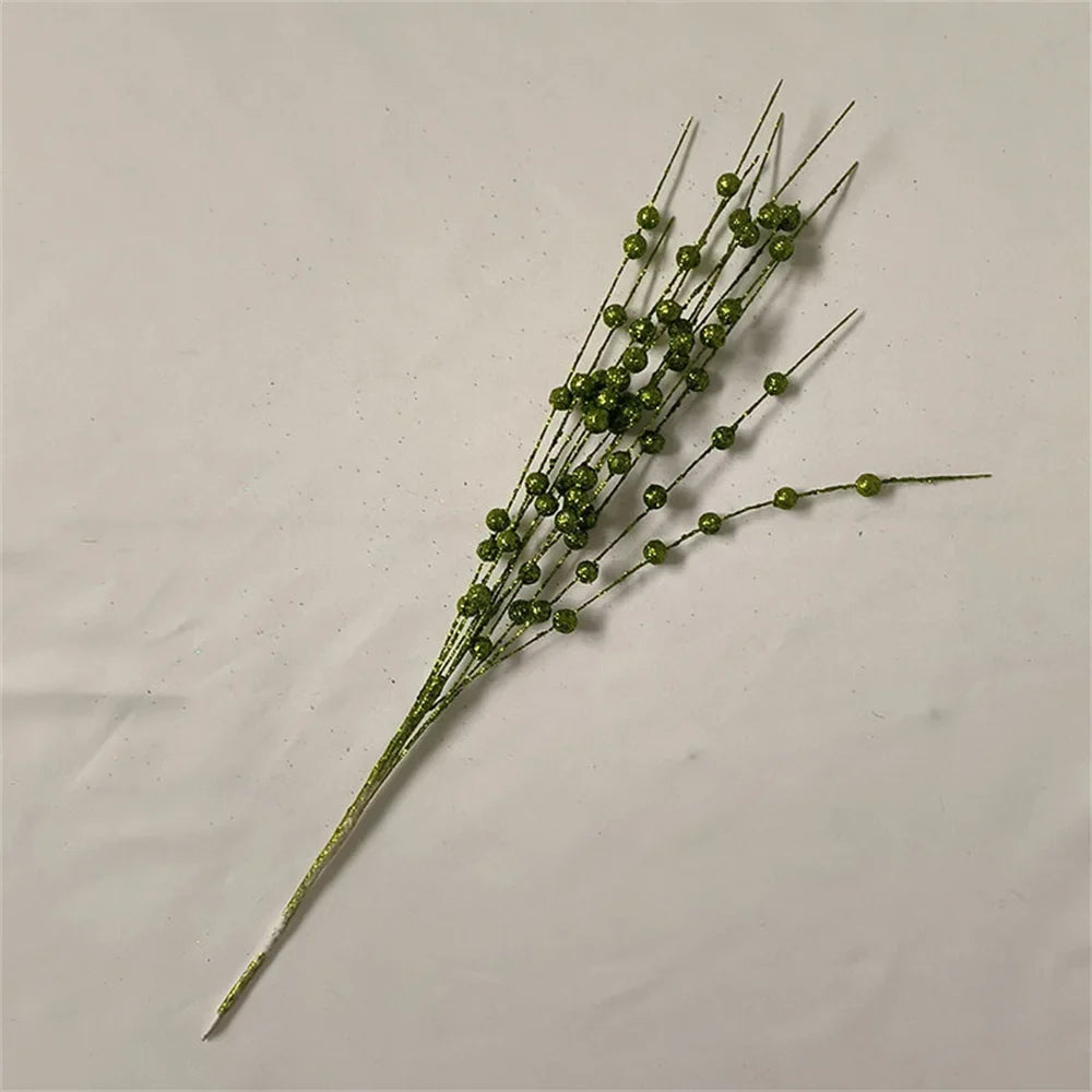 Festive decoration of the new year 2024 with sparkling berries and flowers - Green