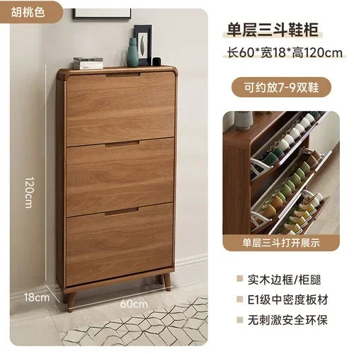 Minimalist vintage wooden shoe shelf and space gain - Style2