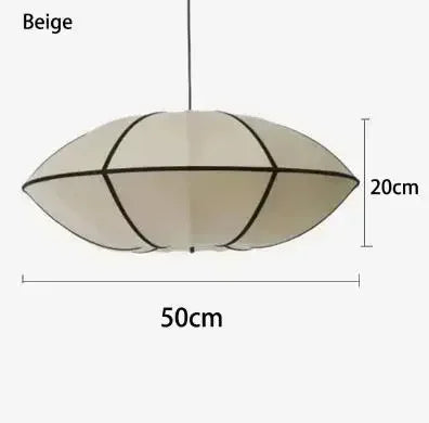 Nordic fabric laten silk Zen during light, living room interior decoration, Japanese beige lantern during light - A Beige 50cm / white light