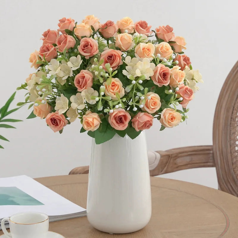 Artificial flowers wedding bouquet pink hortensia floral decoration - view 5