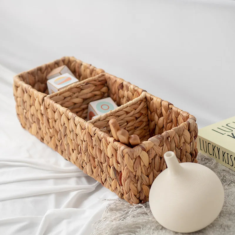 Hand woven storage basket three compartments in rattan - view 4