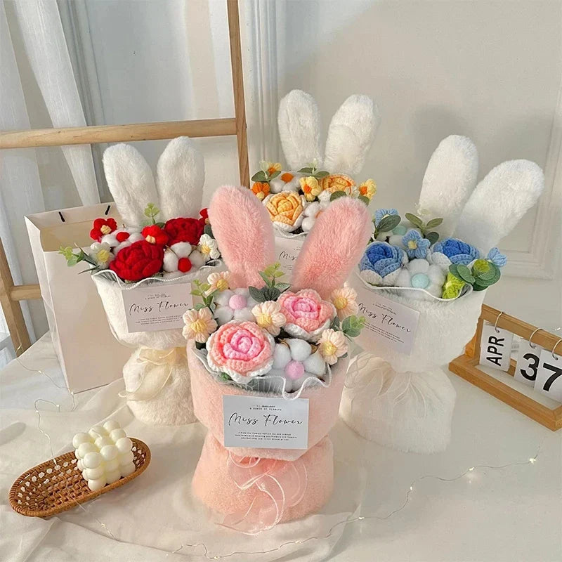 Bouquet of rose wines knit gift of Saint-valentin and Christmas in cartoon