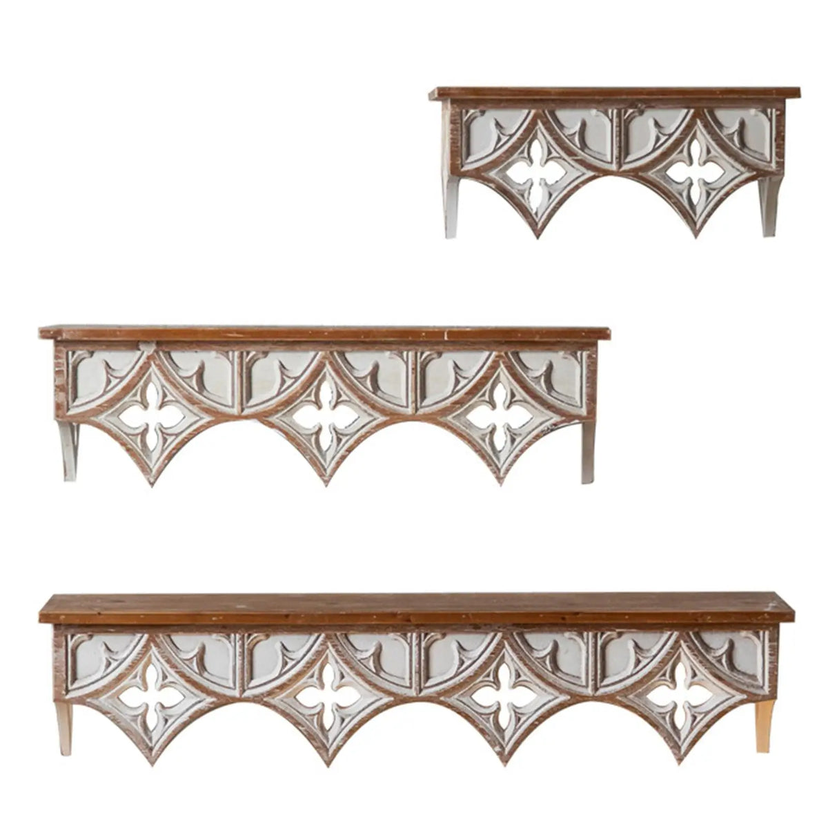 Wood Wall Shelf Storage Rack, Retro Style Holder Hanging Display for Hallway - 80cmx18cmx17cm