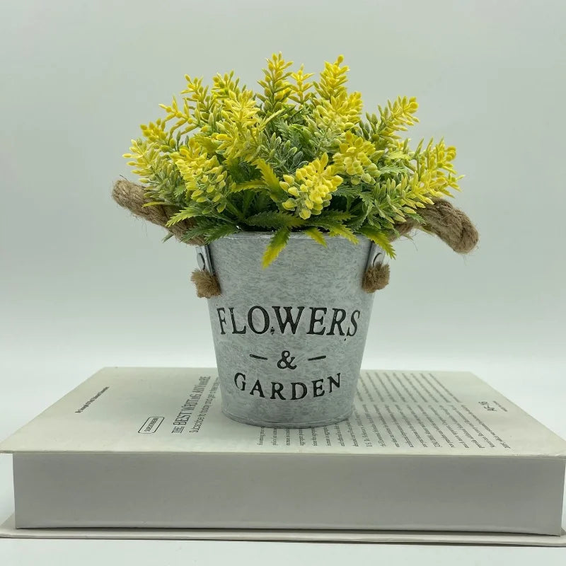 Artificial plant eucalyptus lavender pot for interior decoration - Yellow