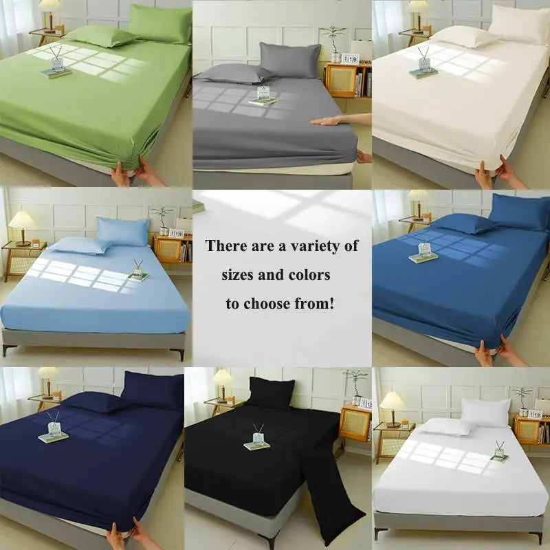 Waterproof Fitted Sheet Bedding Cover Bed Cloth Solid Color Mattress ,Soft Breathable Noiseless Bed Cover Deep Pocket Large size - view 6