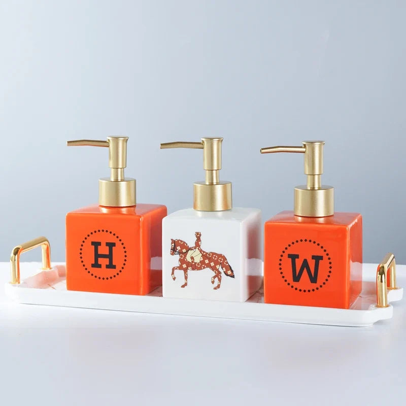 WHYOU Cermic Separate Shampoo Shower Gel Bottle, Liquid Soap Dispensers, Emulsion, Latex Hand Wish Bottles, Bathroom Accessories - view 2