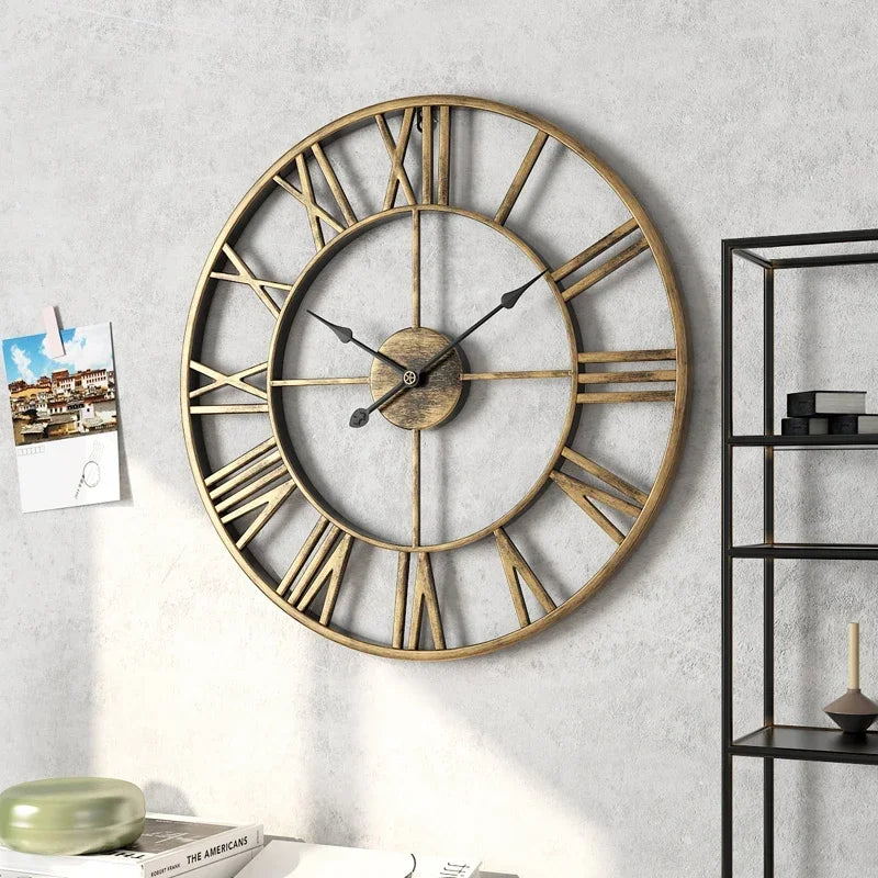 3d decorative wall clock modern retro Roman style silent metal - view 5
