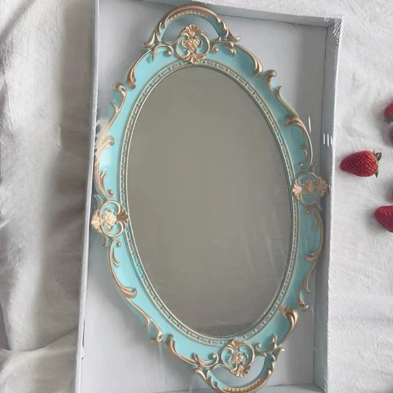 Vintage decorative glass mirrors for jewelry and aromatherapy - Blue 02