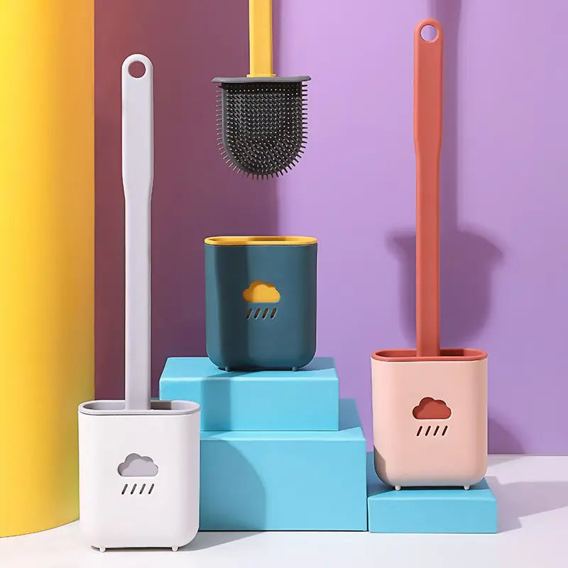 Silicone Toilet Brush with Flexible Flat Head Cleaning Design - view 3