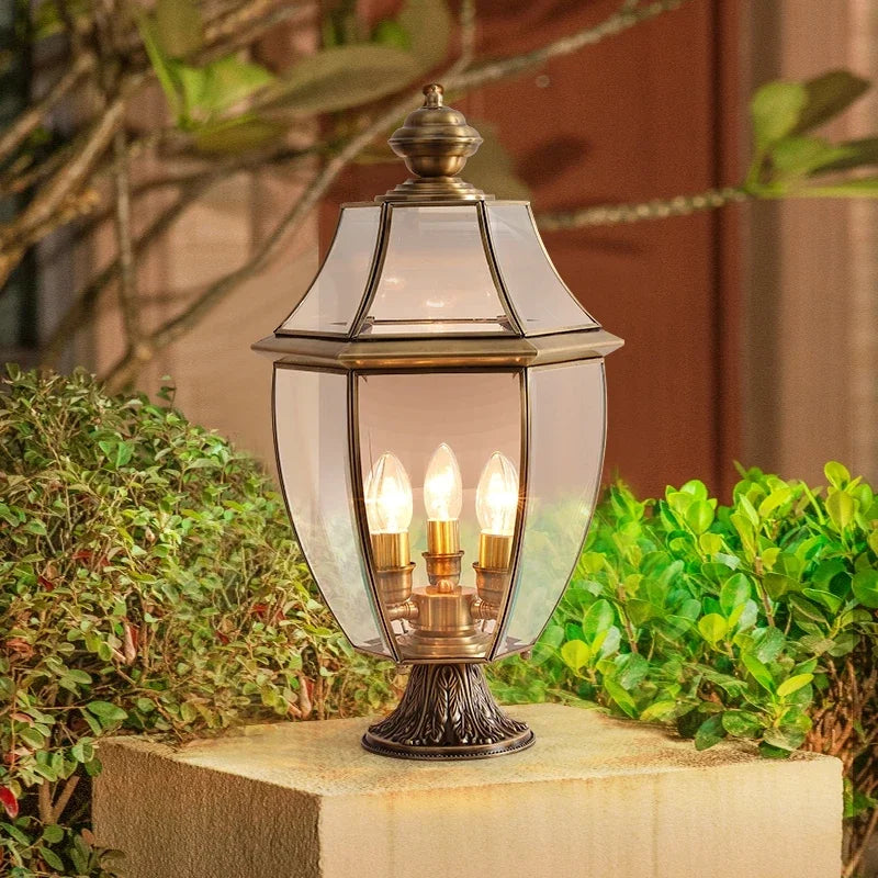 Classic brass garden lamp exterior retro waterproof lighting - view 2