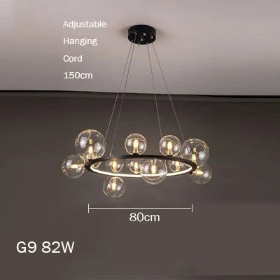 Glass chandelier with modern design with artistic bubbles - Warm light / Dia80A