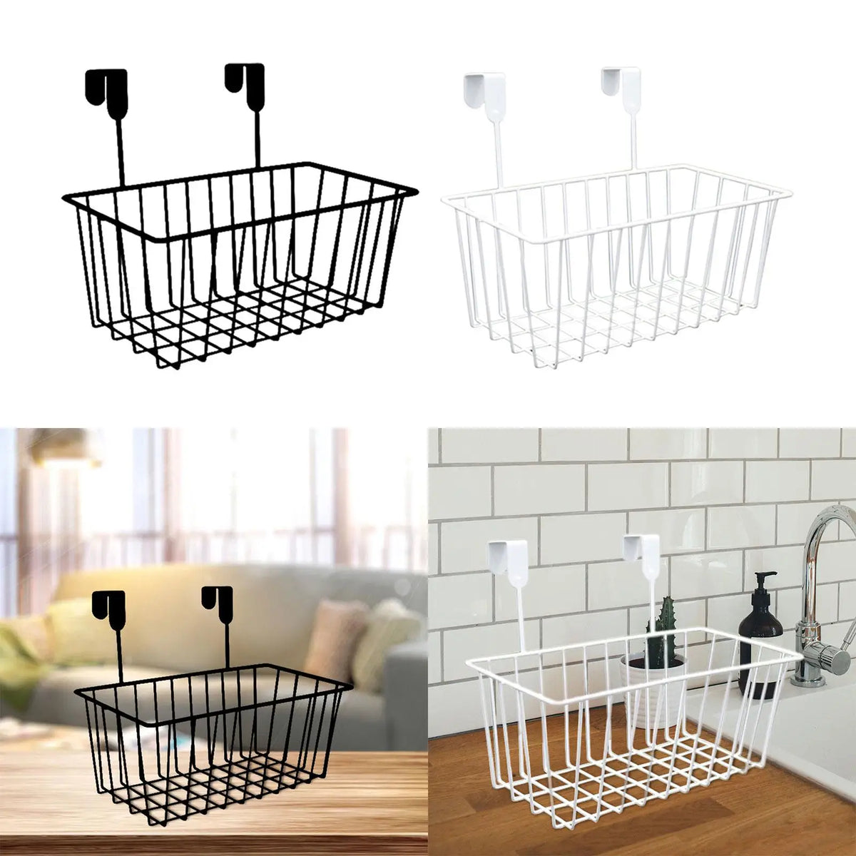 Over the closet door, organizer, basket, grid, storage baskets with hooks, wire - view 3